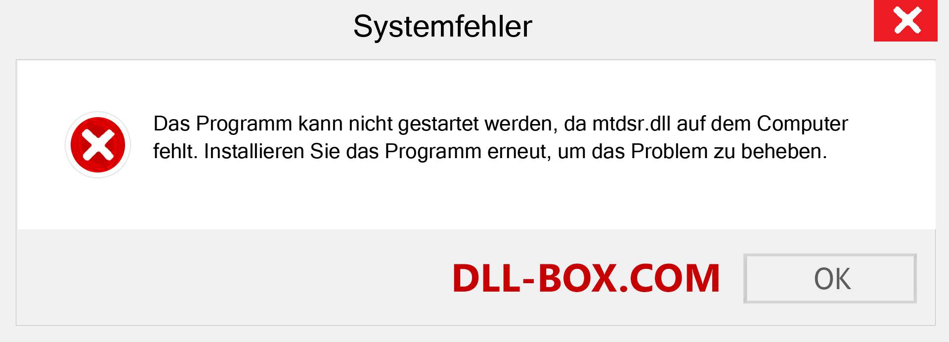 mtdsr.dll-Datei fehlt?. Download für Windows 7, 8, 10 - Fix mtdsr dll Missing Error unter Windows, Fotos, Bildern