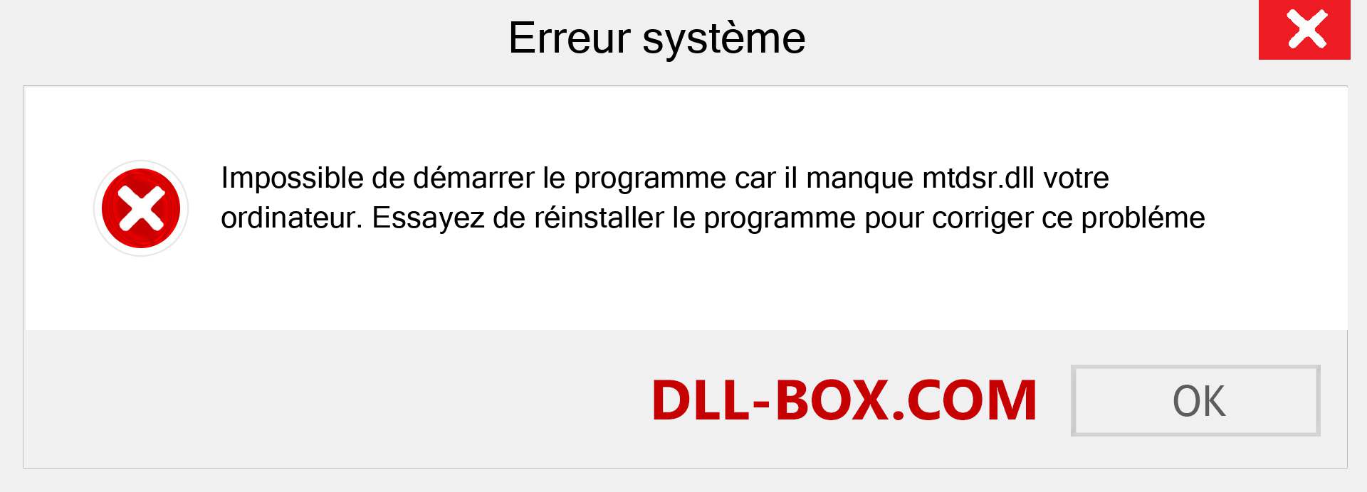 Le fichier mtdsr.dll est manquant ?. Télécharger pour Windows 7, 8, 10 - Correction de l'erreur manquante mtdsr dll sur Windows, photos, images